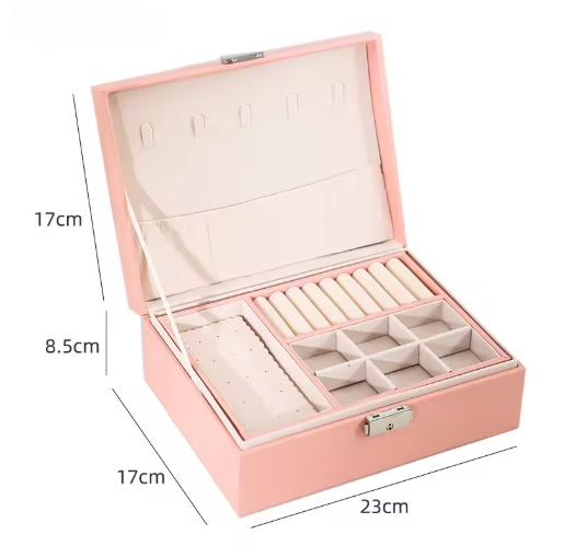 Double-layer Wooden Jewlery Box Ring Box Jewelry Boxes and Packaging with PU Leather Jewelry Storage Organizer and Makeup Case