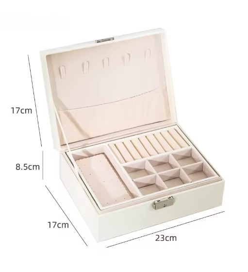 Double-layer Wooden Jewlery Box Ring Box Jewelry Boxes and Packaging with PU Leather Jewelry Storage Organizer and Makeup Case